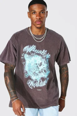 Oversized Overdyed Skull Graphic T-shirt | BoohooMAN UK