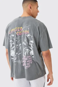 Oversized Overdyed Skull Graphic T-shirt | BoohooMAN UK