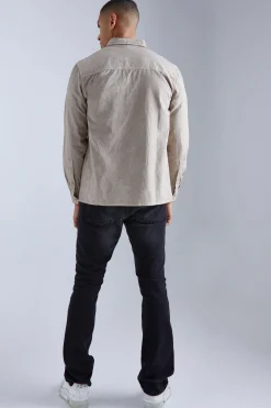 Oversized Overdyed Twill Overshirt | BoohooMAN UK