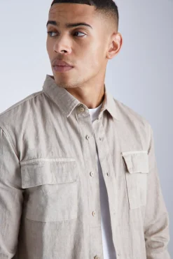 Oversized Overdyed Twill Overshirt | BoohooMAN UK