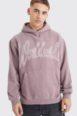 Oversized Overdyed Worldwide Hoodie | BoohooMAN UK