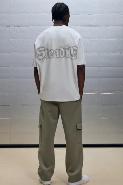 Oversized Overseam Steadie Spray Graphic T-shirt | BoohooMAN UK