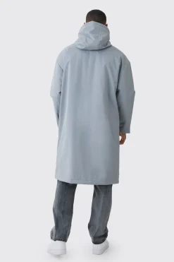 Oversized Padded Tech Longline Mac In Grey | BoohooMAN UK