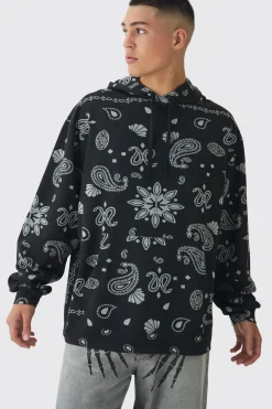 Oversized Paisley Jacquard Hoodie | BoohooMAN UK