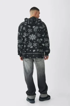 Oversized Paisley Jacquard Hoodie | BoohooMAN UK