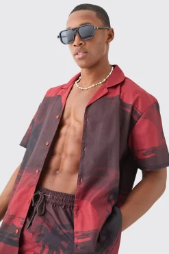Oversized Palm Shirt & Swim Short Set | BoohooMAN UK