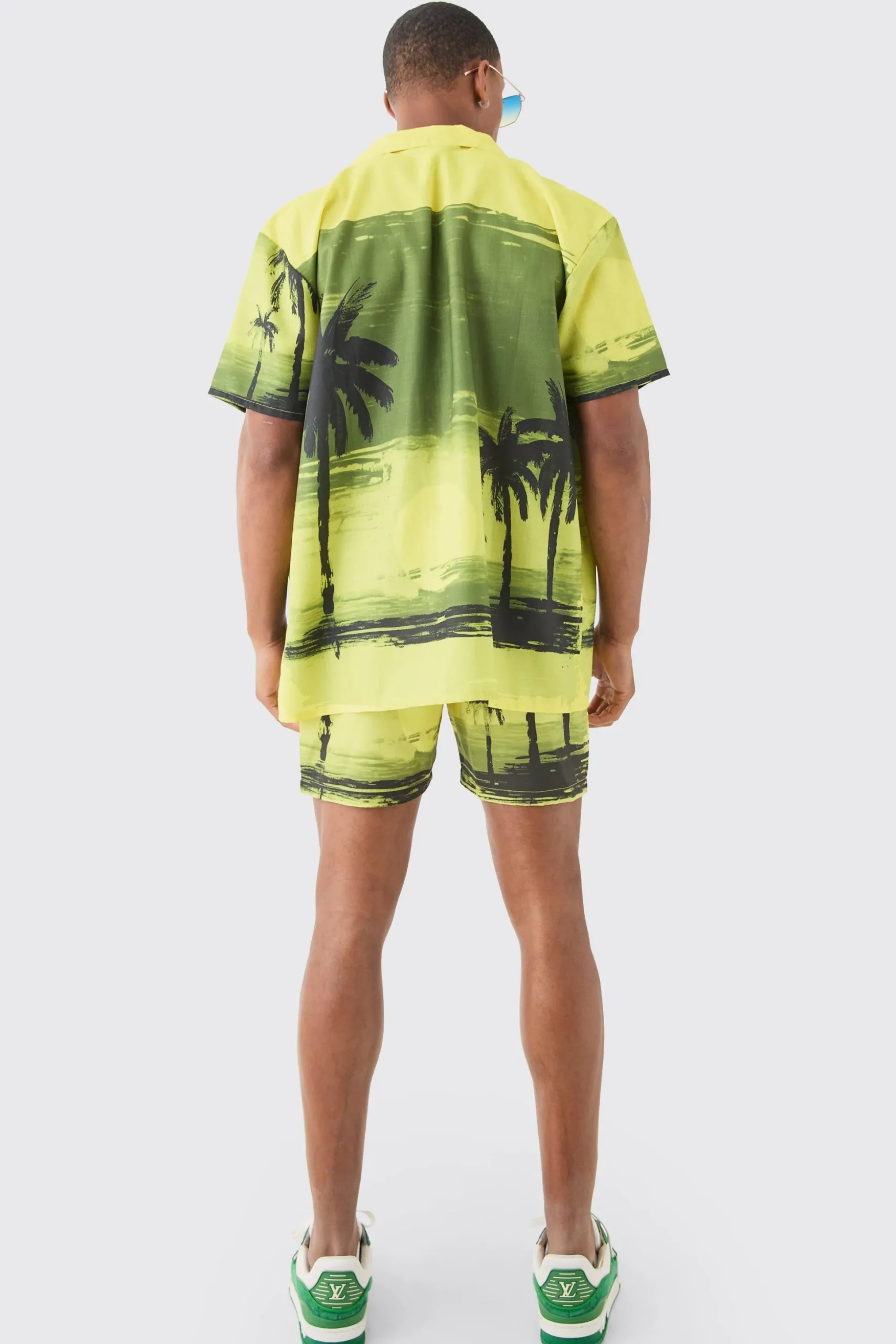 Oversized Palm Shirt & Swim Short Set | BoohooMAN UK