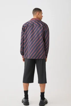 Oversized Panelled Long Sleeve Satin Shirt | BoohooMAN UK
