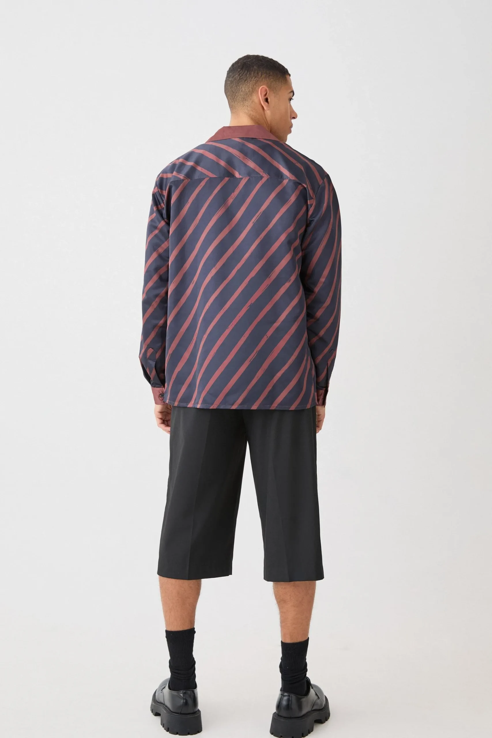 Oversized Panelled Long Sleeve Satin Shirt | BoohooMAN UK