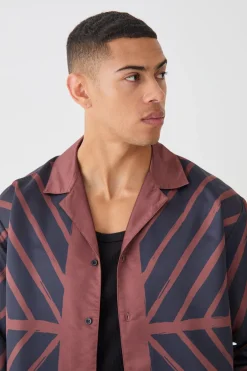 Oversized Panelled Long Sleeve Satin Shirt | BoohooMAN UK