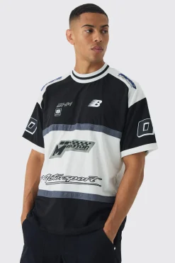 Oversized Panelled Motor Sport T-shirt | BoohooMAN UK