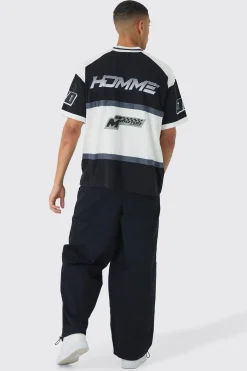 Oversized Panelled Motor Sport T-shirt | BoohooMAN UK