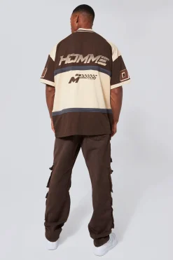Oversized Panelled Motor Sport T-shirt | BoohooMAN UK