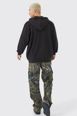 Oversized Paradise Zip Thru Hoodie | BoohooMAN UK