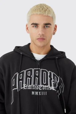 Oversized Paradise Zip Thru Hoodie | BoohooMAN UK