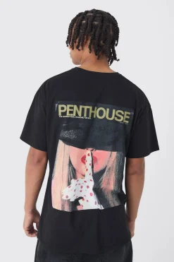Oversized Penthouse Magazine License T-Shirt | BoohooMAN UK