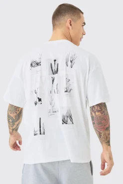 Oversized Photographic Collage Back Print T-shirt | BoohooMAN UK