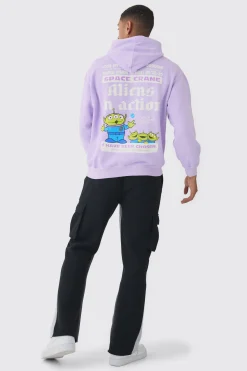 Oversized Pixar Toy Story Aliens Wash License Hoodie | BoohooMAN UK
