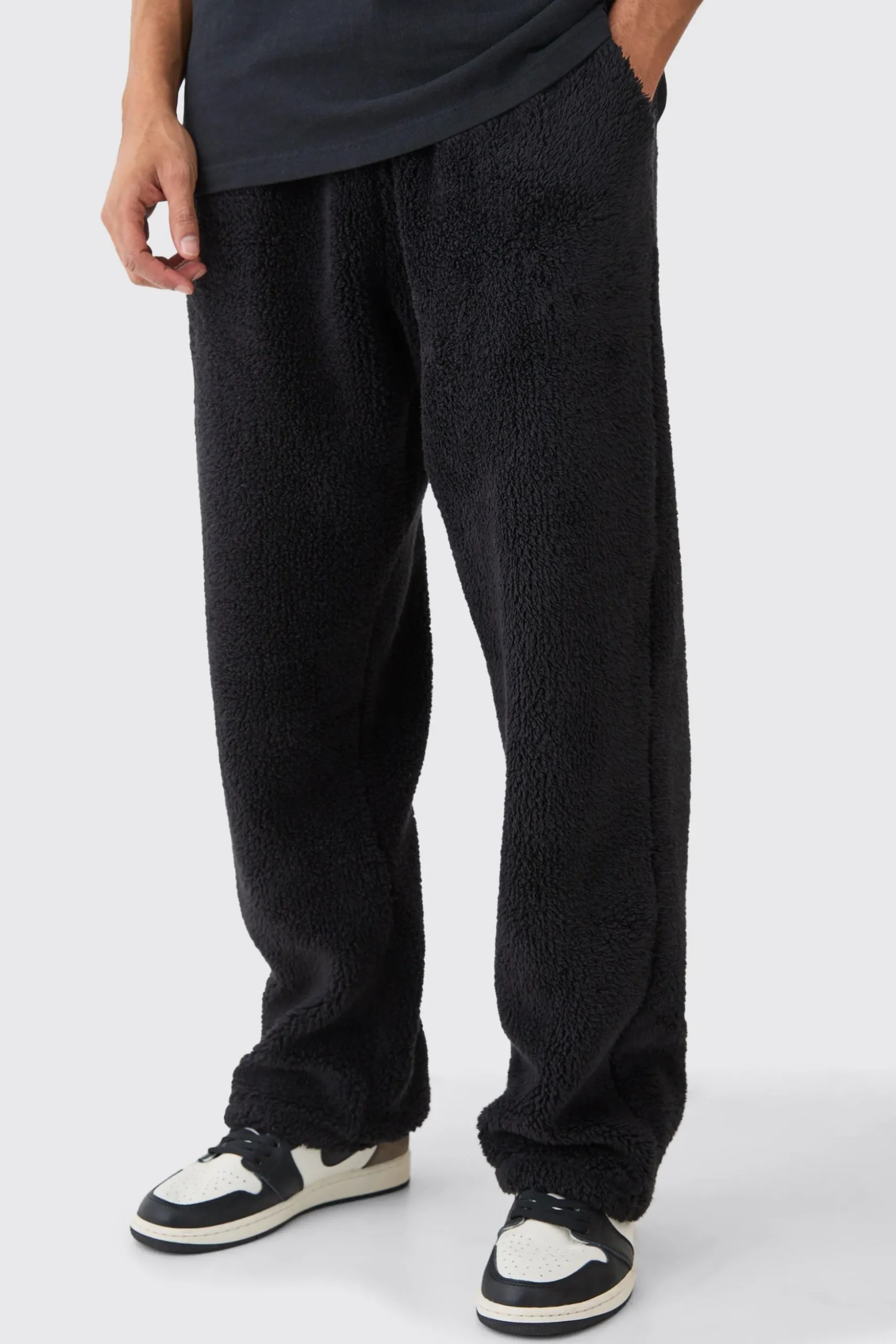 Oversized Plain Borg Jogger | BoohooMAN UK