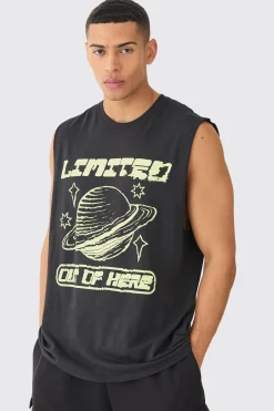 Oversized Planet Graphic Tank | BoohooMAN UK
