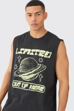 Oversized Planet Graphic Tank | BoohooMAN UK