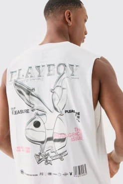 Oversized Playboy License Tank | BoohooMAN UK