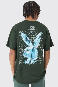 Oversized Playboy Varsity License Print T-Shirt | BoohooMAN UK