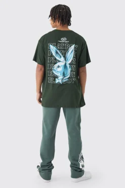 Oversized Playboy Varsity License Print T-Shirt | BoohooMAN UK