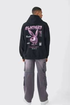 Oversized Playboy Varsity License Print Hoodie | BoohooMAN UK