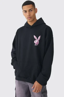 Oversized Playboy Varsity License Print Hoodie | BoohooMAN UK
