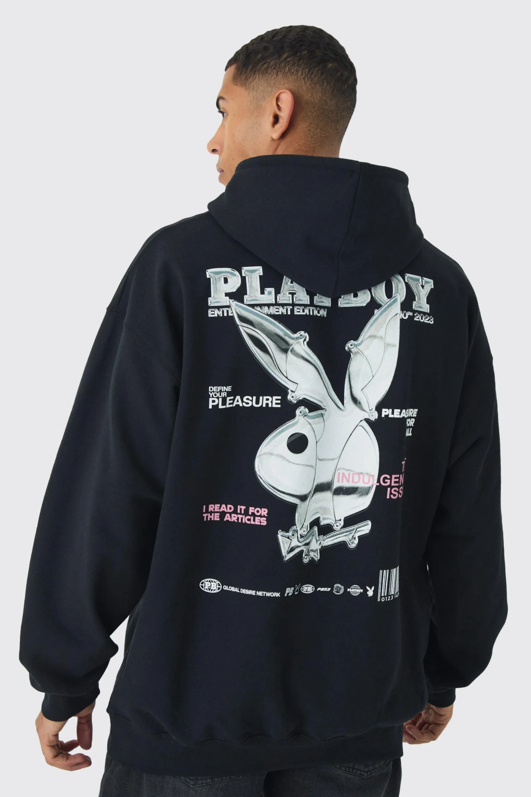 Oversized Playboy Varsity License Print Hoodie | BoohooMAN UK