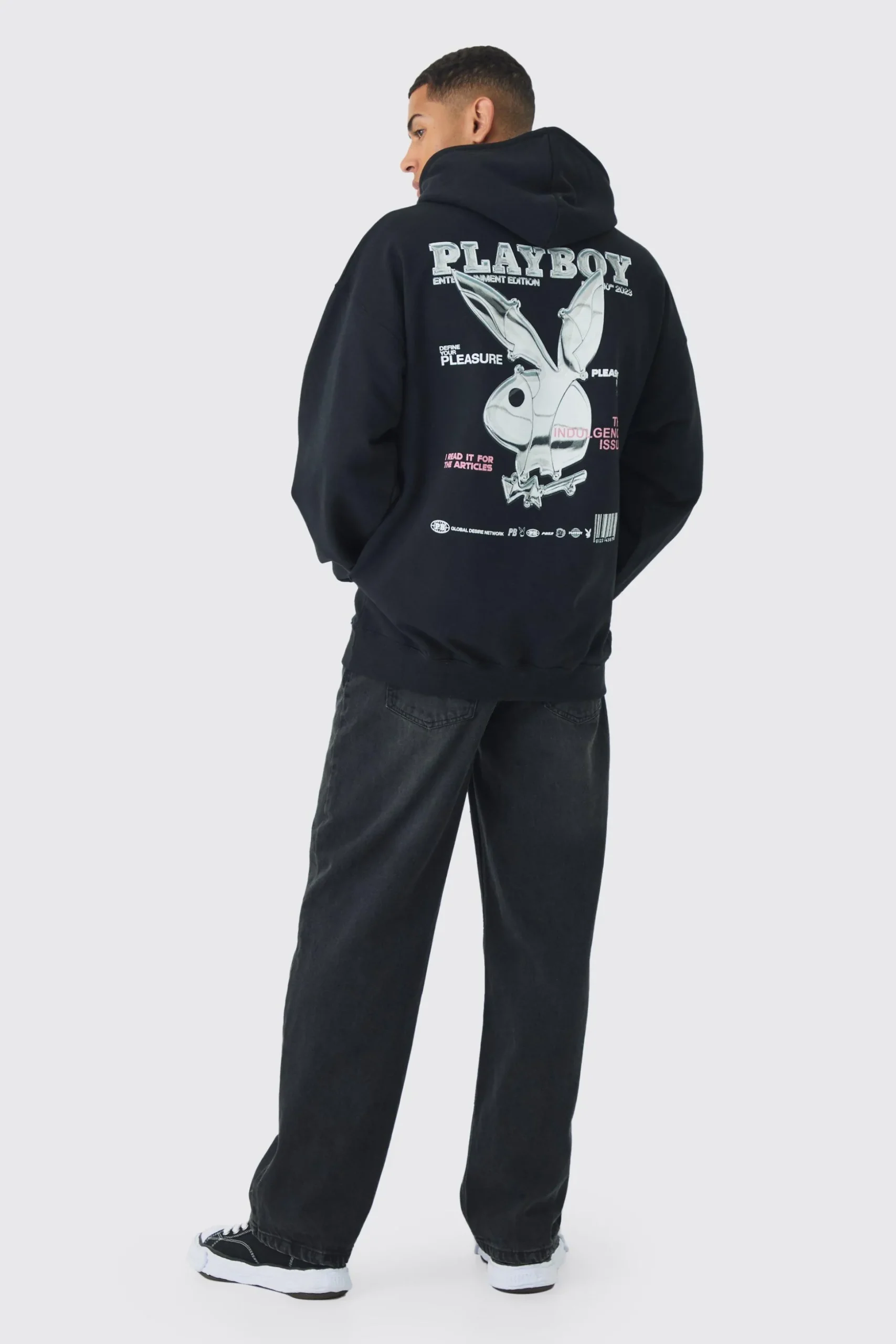 Oversized Playboy Varsity License Print Hoodie | BoohooMAN UK