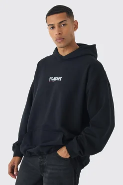 Oversized Playboy Varsity License Print Hoodie | BoohooMAN UK