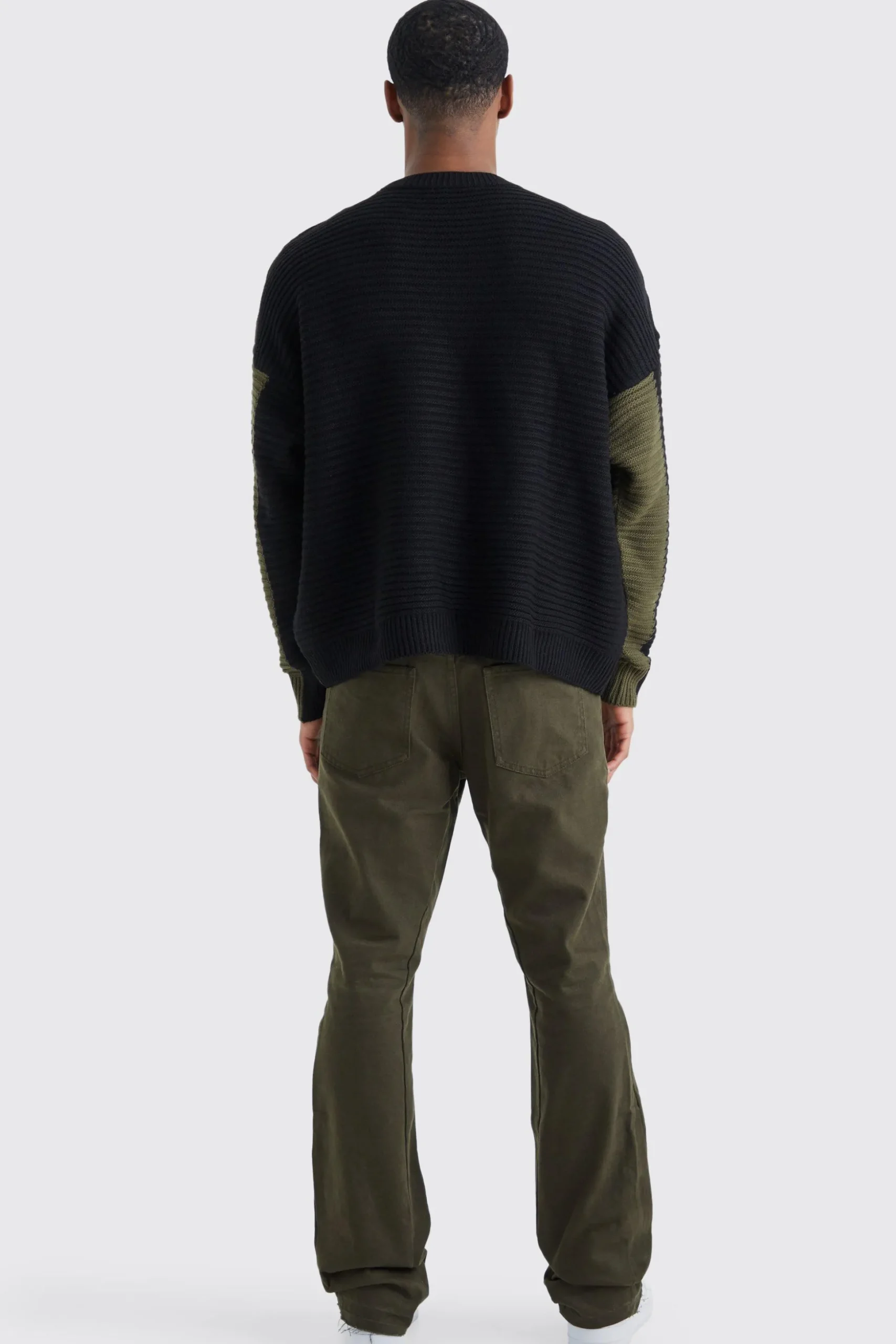 Oversized Pleated Colour Block Jumper | BoohooMAN UK