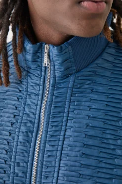 Oversized Pleated Pu Bomber | BoohooMAN UK