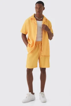 Oversized Pleated Shirt And Short | BoohooMAN UK