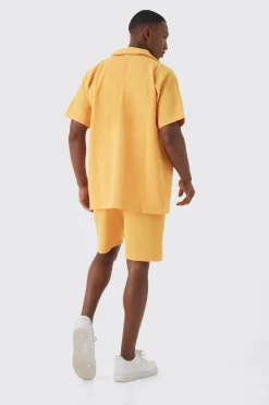 Oversized Pleated Shirt And Short | BoohooMAN UK
