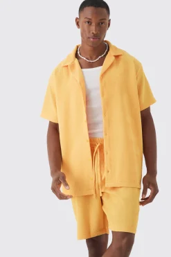 Oversized Pleated Shirt And Short | BoohooMAN UK