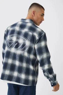 Oversized Pocket Detail Check Overshirt | BoohooMAN UK