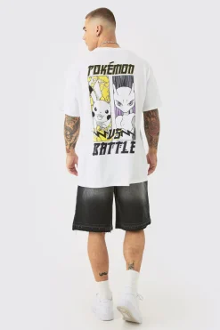 Oversized Pokemon Battle License Back Print T-shirt | BoohooMAN UK