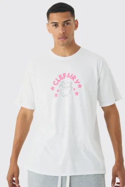 Oversized Pokemon Clefairy License Print T-Shirt | BoohooMAN UK