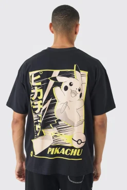 Oversized Pokemon Extended Neck Pikachu License T-shirt | BoohooMAN UK