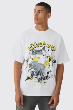 Oversized Pokemon Extended Neck Pikachu License T-shirt | BoohooMAN UK