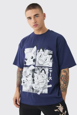 Oversized Pokemon Extended Neck License T-shirt | BoohooMAN UK