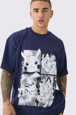 Oversized Pokemon Extended Neck License T-shirt | BoohooMAN UK