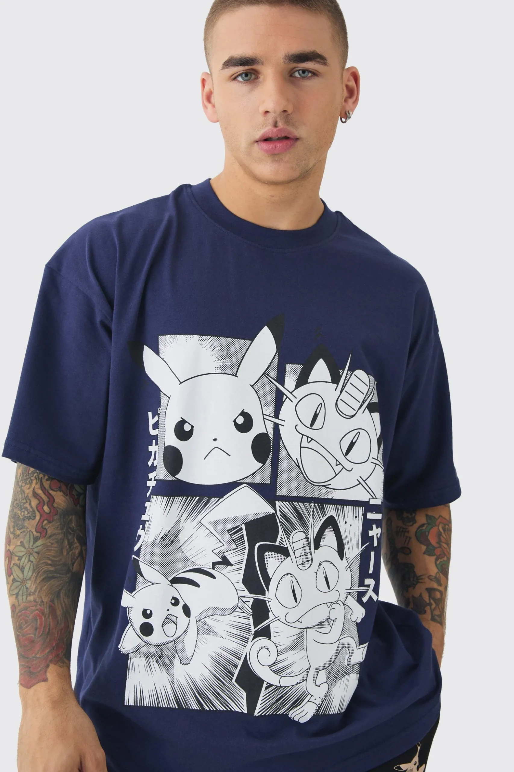Oversized Pokemon Extended Neck License T-shirt | BoohooMAN UK