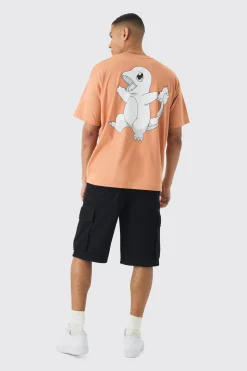 Oversized Pokemon Extended Neck Charmander License T-shirt | BoohooMAN UK