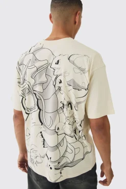 Oversized Pokemon Extended Neck License T-shirt | BoohooMAN UK