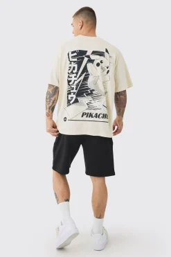 Oversized Pokemon Pikachu T-shirt And Short License Set | BoohooMAN UK