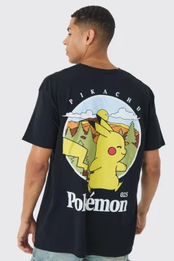 Oversized Pokemon Scenic License Print T-shirt | BoohooMAN UK